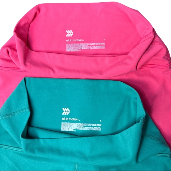 All in Motion Bike Shorts Size S High-Rise 6” Soft Lounge Set Pink Green Active - Picture 2 of 5